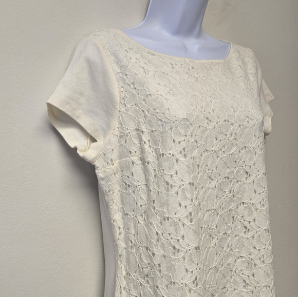 Lauren Ralph Lauren Lace Front Shift Dress Cream L - Picture 4 of 7
